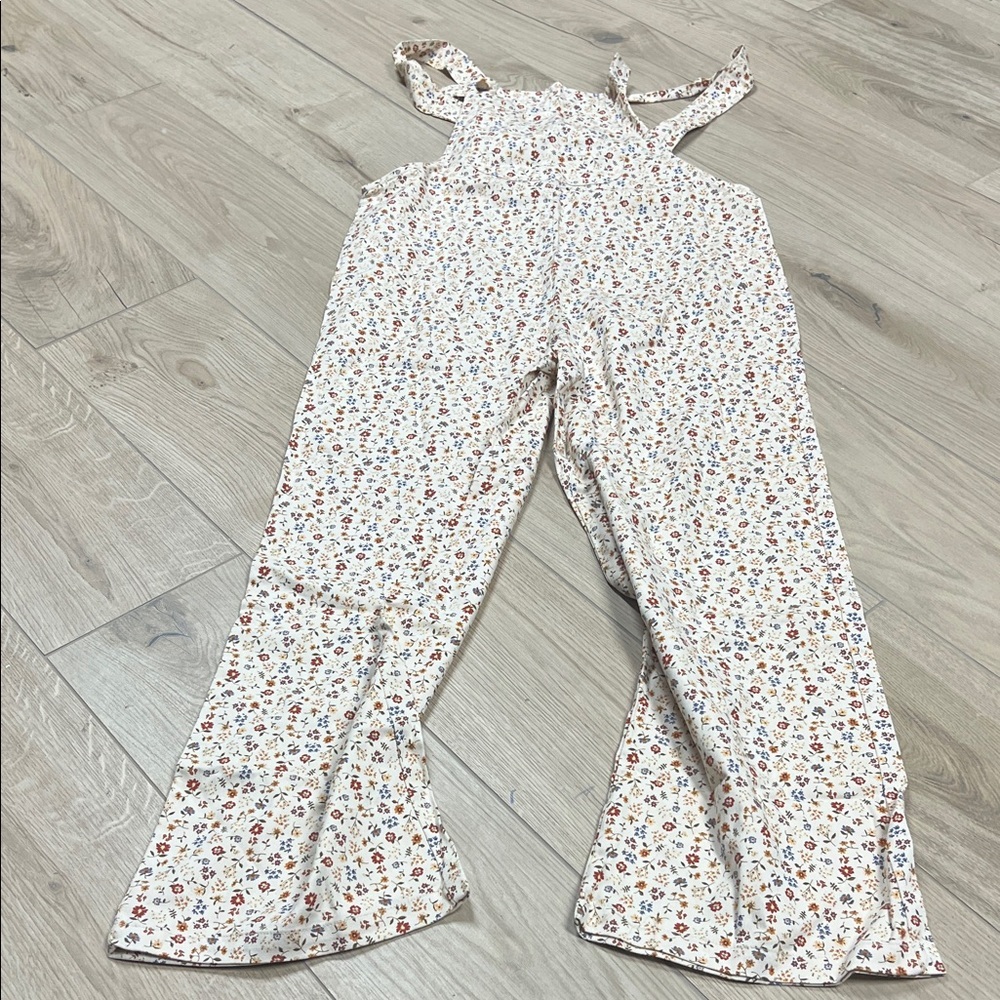 Floral Print Jumpsuit with Ruffle Straps